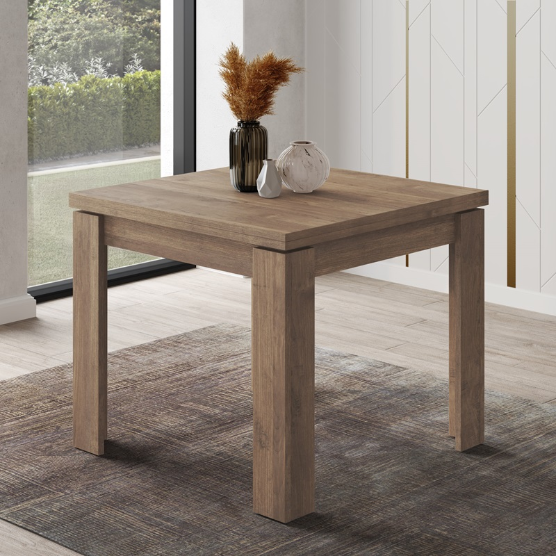 Tavolo da pranzo allungabile quadrato moderno 90/180 cm noce Noro