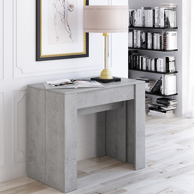 Tavolo consolle allungabile 237 cm 10 posti moderno grigio cemento Svela