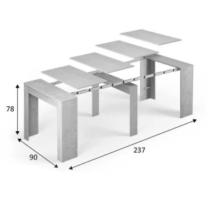 Tavolo consolle allungabile 237 cm 10 posti moderno grigio cemento Svela