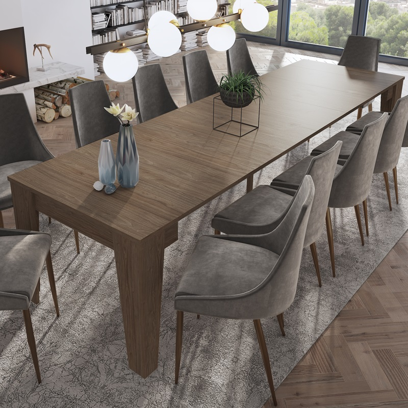Tavolo consolle allungabile 54/306 cm 3 metri moderno rovere scuro Ruma