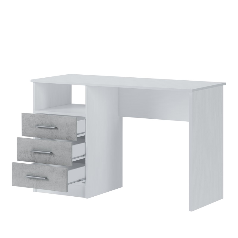 Scrivania moderna 3 cassetti 120xH75 ufficio bianco grigio cemento Nexar