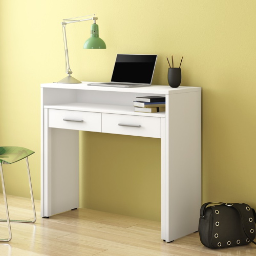 Scrivania salvaspazio moderna ufficio 99xH87 cm estraibile bianco Alim
