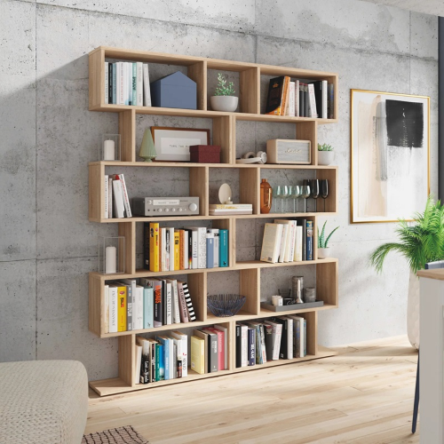 Libreria moderna a parete soggiorno 160xH191 rovere Aro