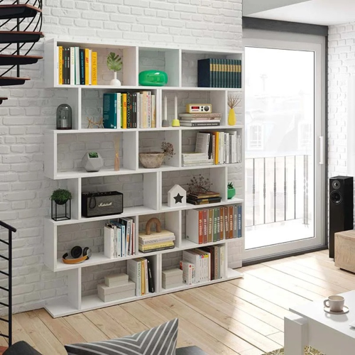 Libreria moderna a parete soggiorno 160xH191 bianco Aro