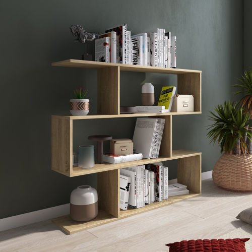 Libreria moderna a parete soggiorno 110xH96 rovere Aro
