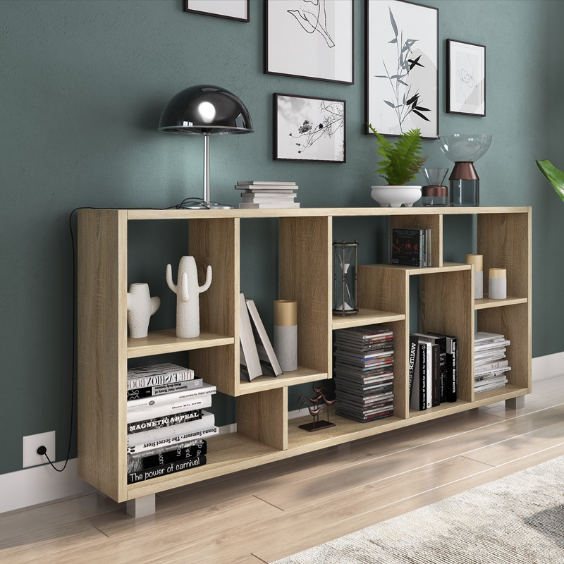 Libreria moderna a parete soggiorno reversibile 68xH161 rovere Tao