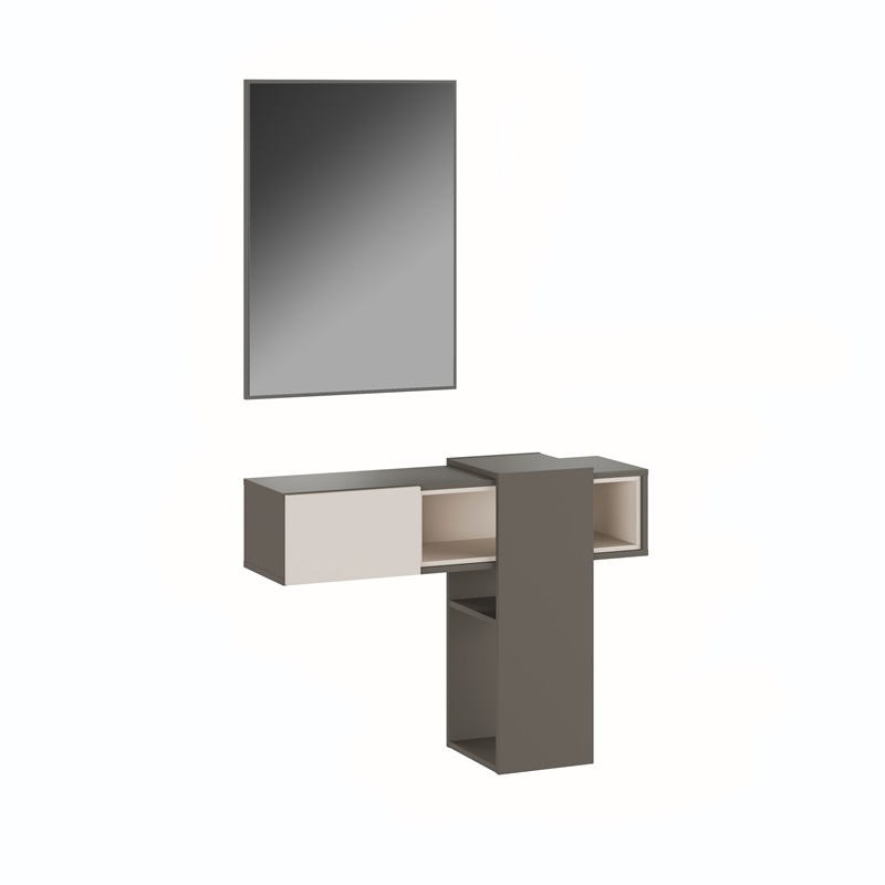 Mobile ingresso sospeso moderno specchio 100xH185 grigio beige cashmere Elora
