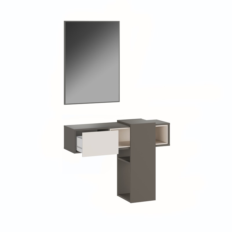 Mobile ingresso sospeso moderno specchio 100xH185 grigio beige cashmere Elora