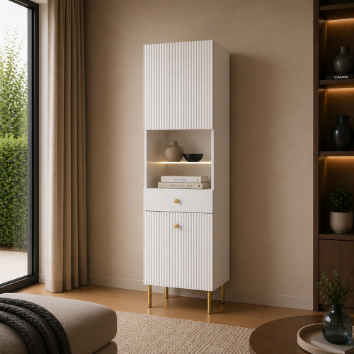 Vetrina vetrinetta moderna soggiorno 47xH193 bianco Gulia
