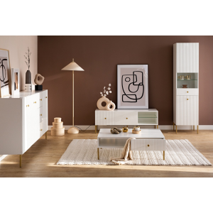 Vetrina vetrinetta moderna soggiorno 47xH193 bianco Gulia