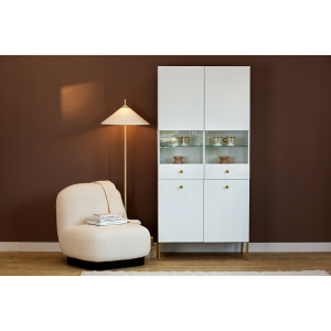 Vetrina vetrinetta moderna soggiorno 91xH193 bianco Gulia