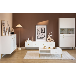 Vetrina vetrinetta moderna soggiorno 91xH193 bianco Gulia