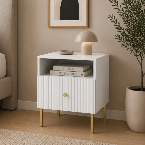 Tavolino comodino moderno soggiorno 47xH60 bianco Gulia