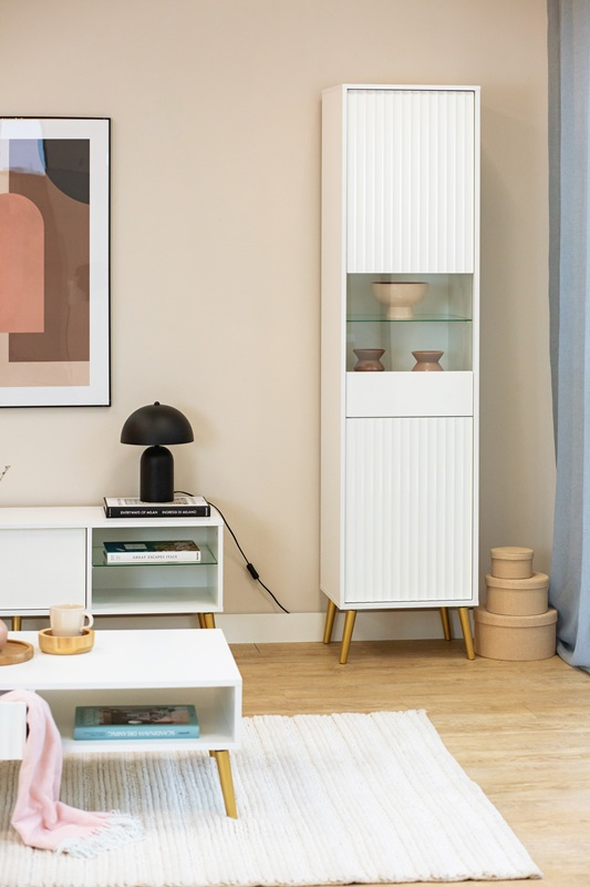Vetrina vetrinetta moderna soggiorno 47xH193 bianco Elisir