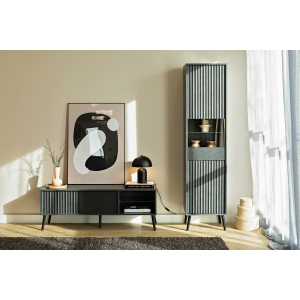 Vetrina vetrinetta moderna soggiorno 47xH193 antracite Elisir