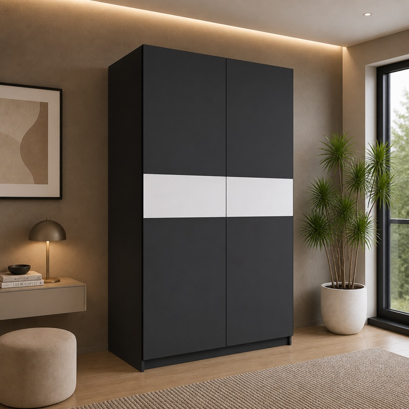 Armadio ante scorrevoli moderno 120xH205 antracite bianco Fusion