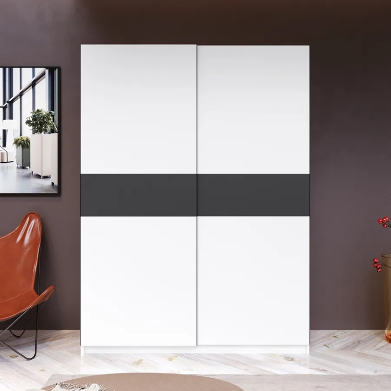 Armadio ante scorrevoli moderno 150xH205 bianco antracite Fusion