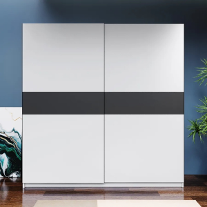 Armadio ante scorrevoli moderno 200xH205 bianco antracite Fusion