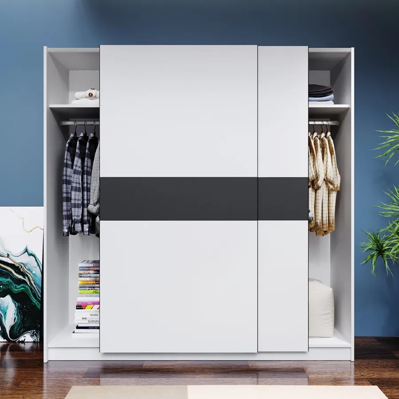 Armadio ante scorrevoli moderno 200xH205 bianco antracite Fusion
