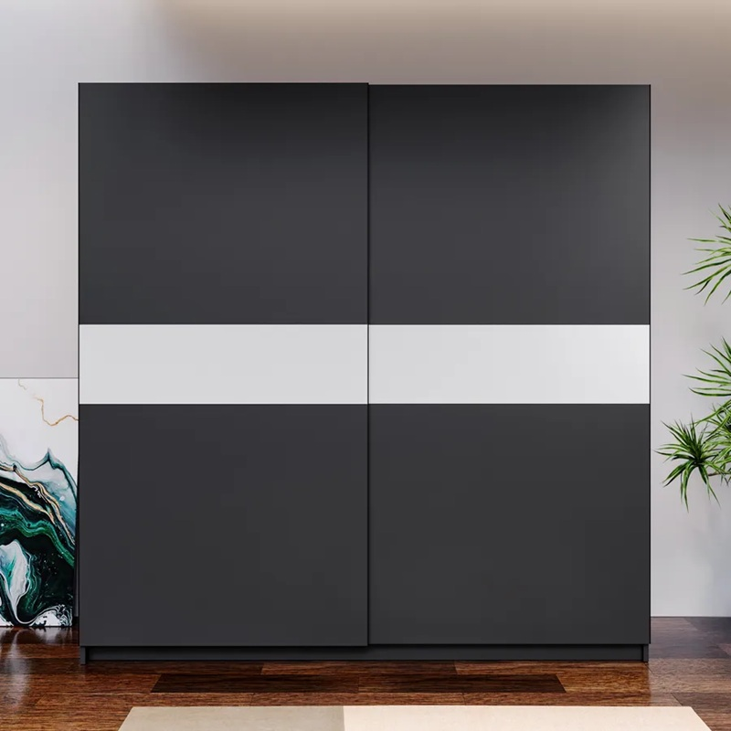 Armadio ante scorrevoli moderno 200xH205 antracite bianco Fusion