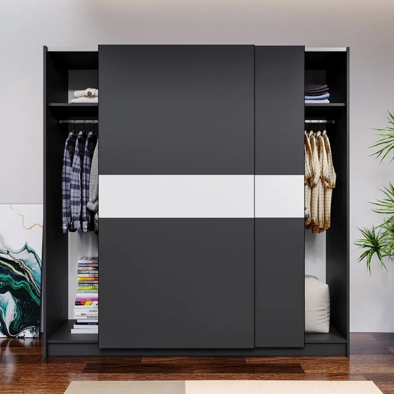 Armadio ante scorrevoli moderno 200xH205 antracite bianco Fusion