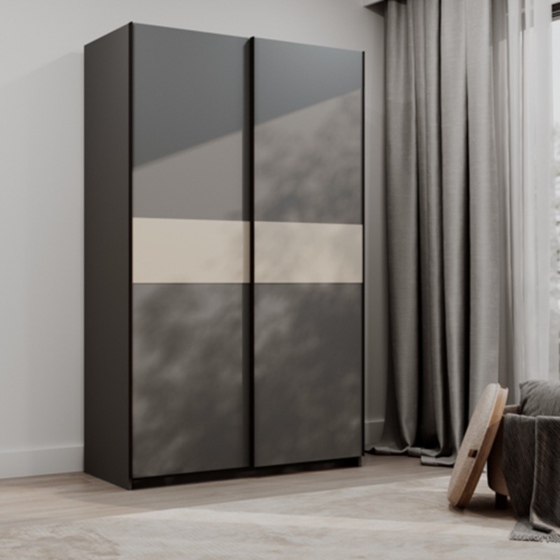 Armadio ante scorrevoli moderno 120xH205 antracite beige Fusion