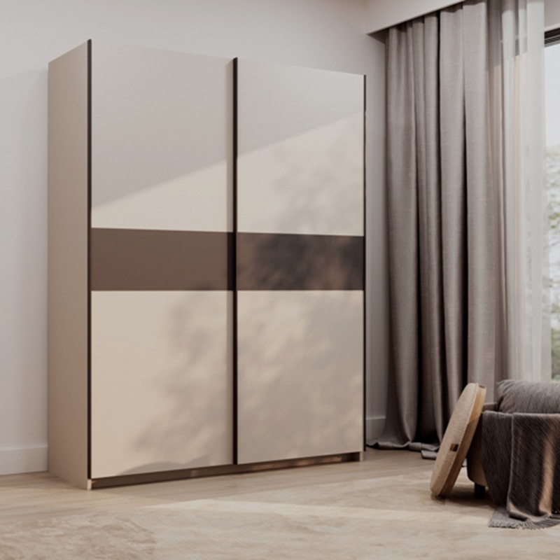 Armadio ante scorrevoli moderno 150xH205 beige antracite Fusion