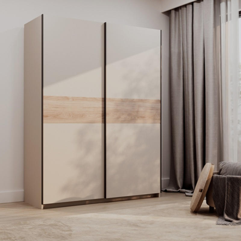 Armadio ante scorrevoli moderno 150xH205 beige rovere Fusion