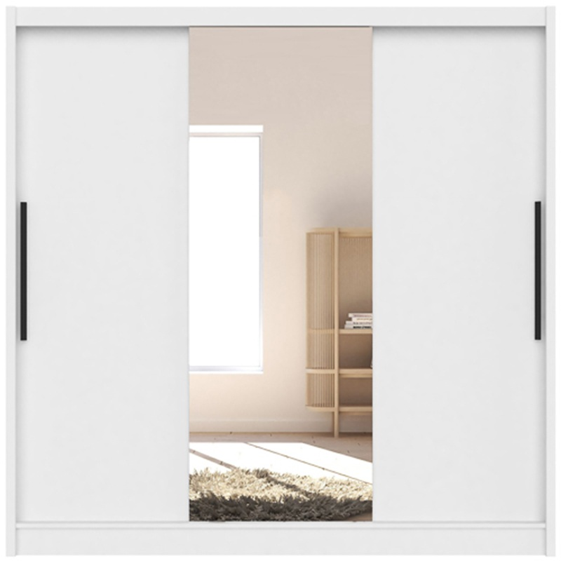 Armadio 3 ante scorrevoli specchio 205xH205 bianco Cumo