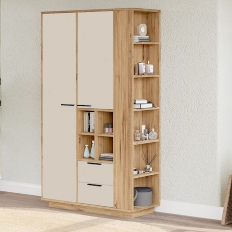 Mobile multiuso moderno salvaspazio 110xH190 beige rovere Vulco