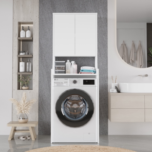 Mobile lavatrice lavanderia 2 ante 65xH180 bianco Eco