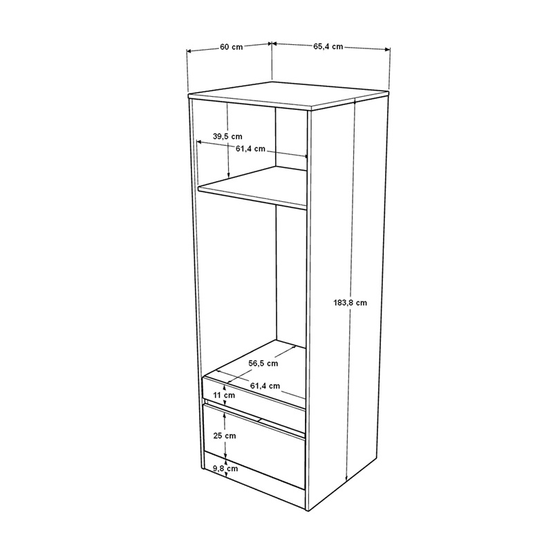 Mobile lavatrice asciugatrice lavanderia 2 ante 65xH183 con vani bianco Cloe