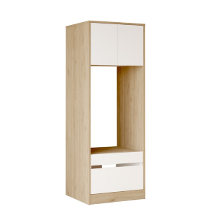 Mobile lavatrice asciugatrice lavanderia 4 ante 130xH183 con vani rovere bianco Cloe