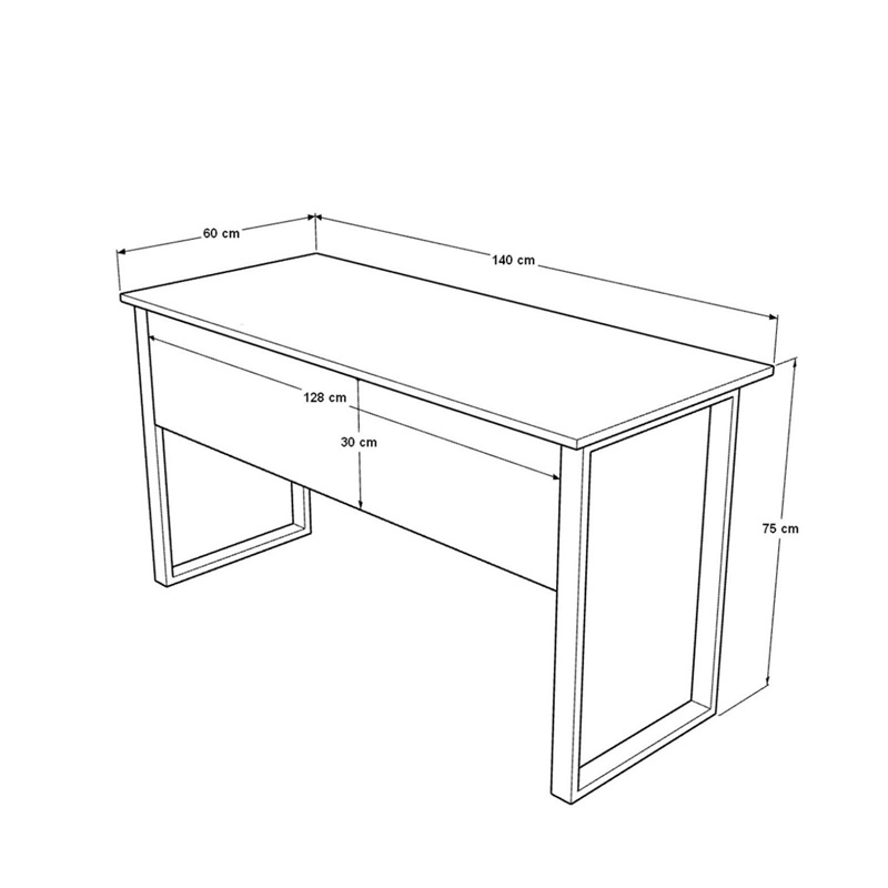 Scrivania ufficio moderna lineare gambe metallo 140xH75 rovere nero Vertice