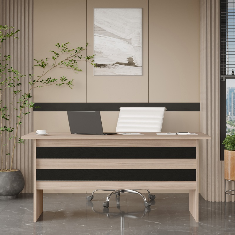 Scrivania ufficio moderna lineare 180xH74 cm rovere nero Task