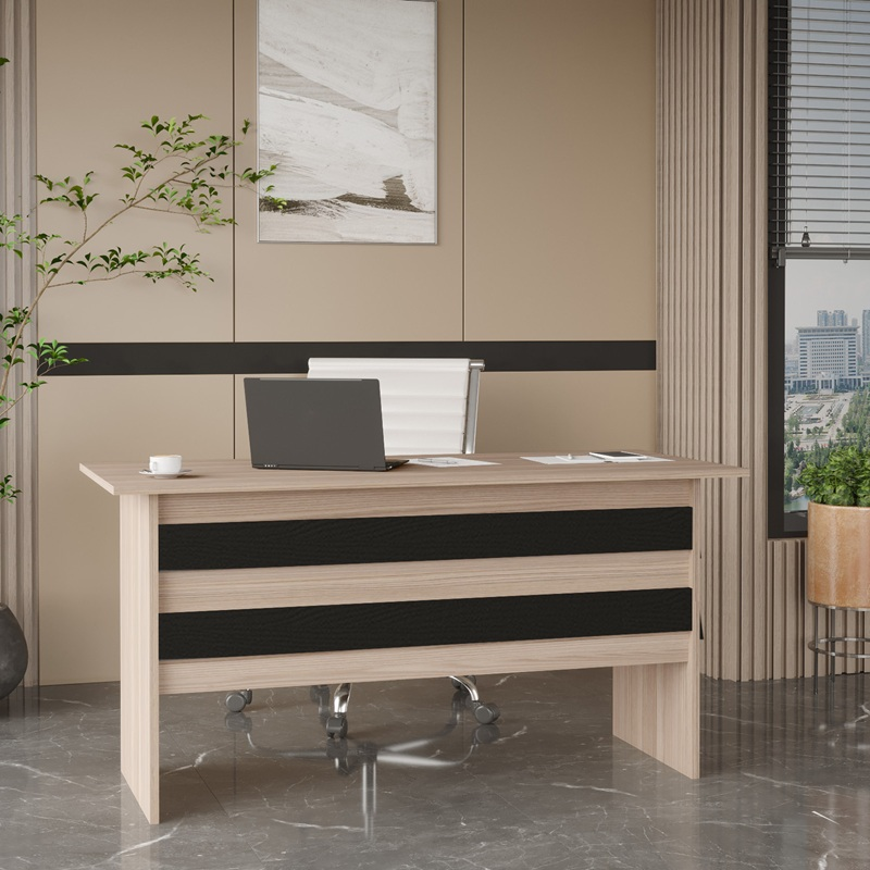 Scrivania ufficio moderna lineare 180xH74 cm rovere nero Task