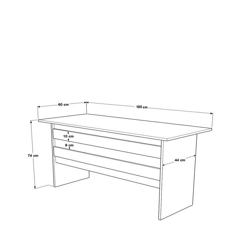 Scrivania ufficio moderna lineare 180xH74 cm rovere nero Task