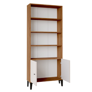 Libreria moderna salotto con ante 75xH178 noce beige Luco