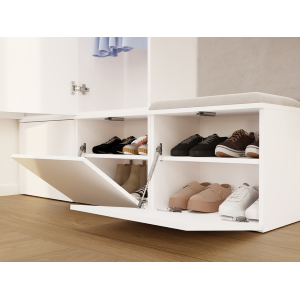Mobile ingresso moderno 200xH238 cm cassapanca bianco Berlino