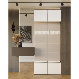 Mobile ingresso moderno 100xH238 cm appendiabiti cassapanca bianco Berlino