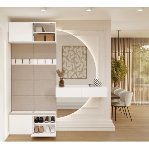 Mobile ingresso moderno 100xH238 cm appendiabiti cassapanca bianco Berlino