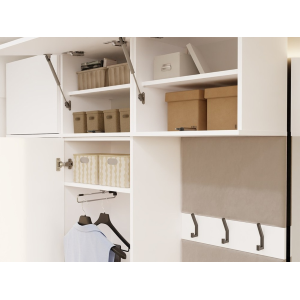 Mobile ingresso moderno 100xH238 cm appendiabiti cassapanca bianco Berlino