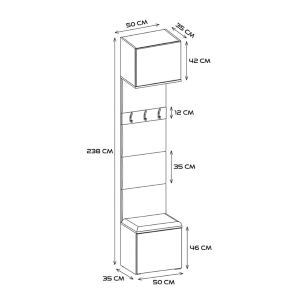 Mobile ingresso moderno 100xH238 cm appendiabiti cassapanca bianco Berlino