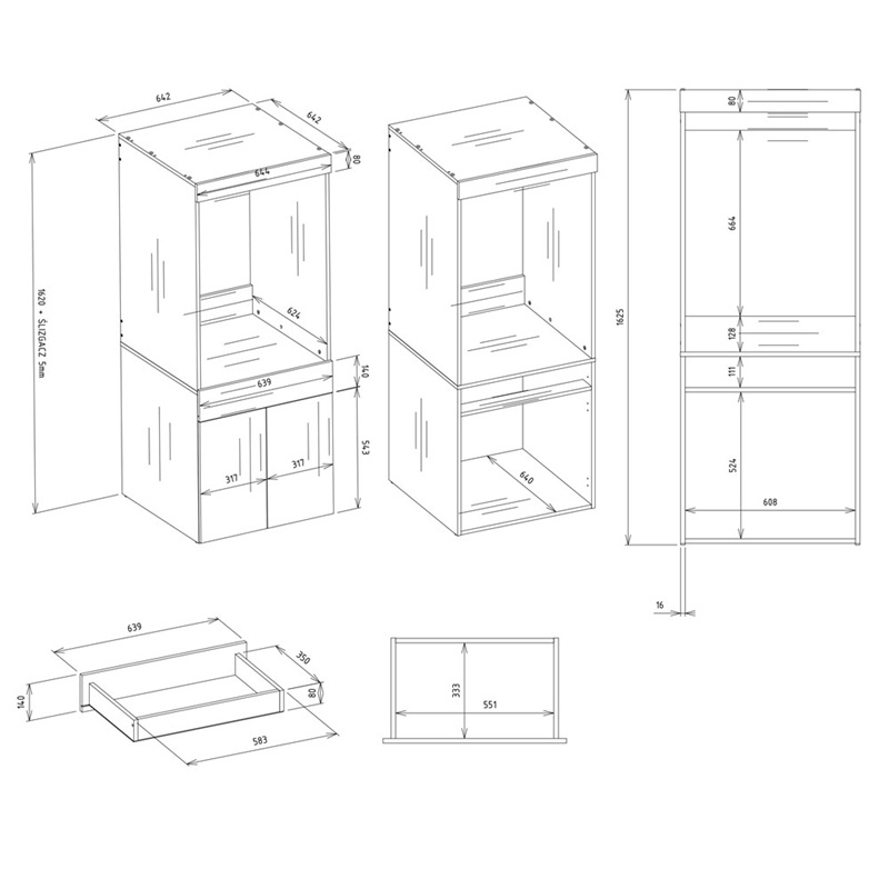 Mobile lavatrice lavanderia verticale colonna 2 ante 64xH162 rovere Elda