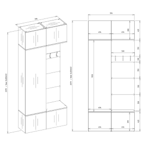 Mobile ingresso moderno 100xH238 cm cassapanca quercia Berlino