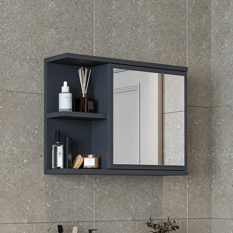 Specchio bagno contenitore 1 anta 60xH45 antracite Cascade