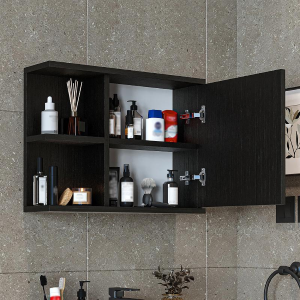 Specchio bagno contenitore 1 anta 60xH45 nero Cascade