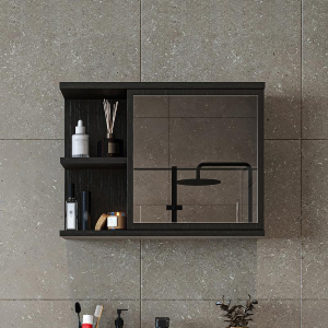 Specchio bagno contenitore 1 anta 60xH45 nero Cascade