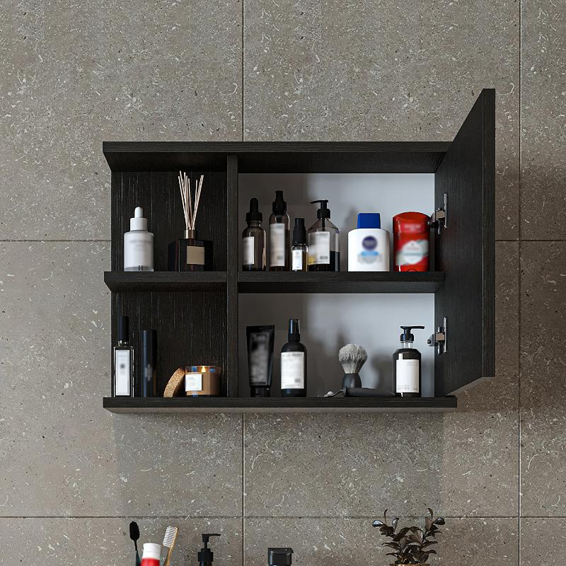 Specchio bagno contenitore 1 anta 60xH45 nero Cascade