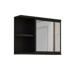 Specchio bagno contenitore 1 anta 60xH45 nero Cascade